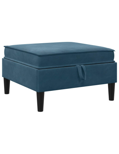 Pouf con Storage Blu Velluto