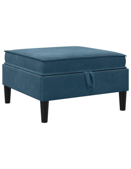 Pouf con Storage Blu Velluto