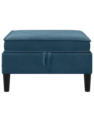 Pouf con Storage Blu Velluto