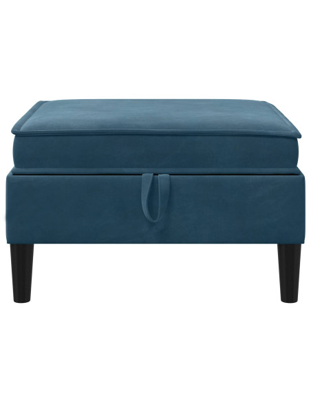 Pouf con Storage Blu Velluto