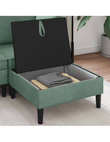Pouf con Storage Verde Mare Velluto