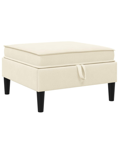 Pouf con Storage Crema Velluto