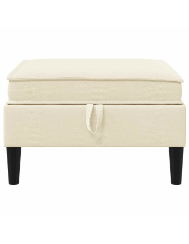 Pouf con Storage Crema Velluto