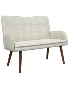 Sofa a Due Posti Crema 115 x 61 x 87 cm Velluto 2