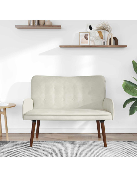Sofa a Due Posti Crema 115 x 61 x 87 cm Velluto