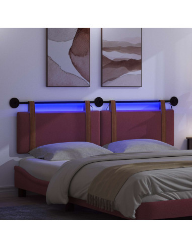 Testiera sospesa Con luce LED Rosso Vino PU Antico