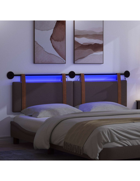 Testiera sospesa Con luce LED Marrone Scuro PU Antico