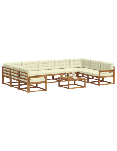 Set di divani da esterno con cuscino 10 pcs Naturale e Crema