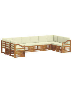 Set divani 10 pcs Naturale e Crema Legno di Acacia Massello 2