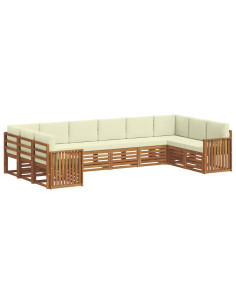 Set divani 10 pcs Naturale e Crema Legno di Acacia Massello 2