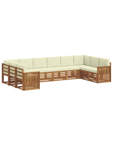 Set divani 10 pcs Naturale e Crema Legno di Acacia Massello