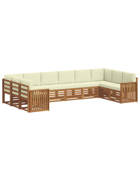Set divani 10 pcs Naturale e Crema Legno di Acacia Massello