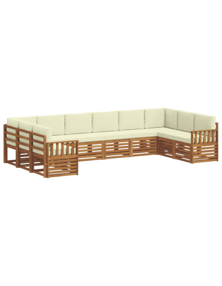 Set divani 10 pcs Naturale e Crema Legno di Acacia Massello