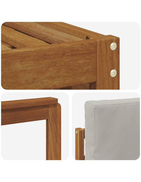 Set di divani da esterno 4 pcs Grigio Naturale e Chiaro