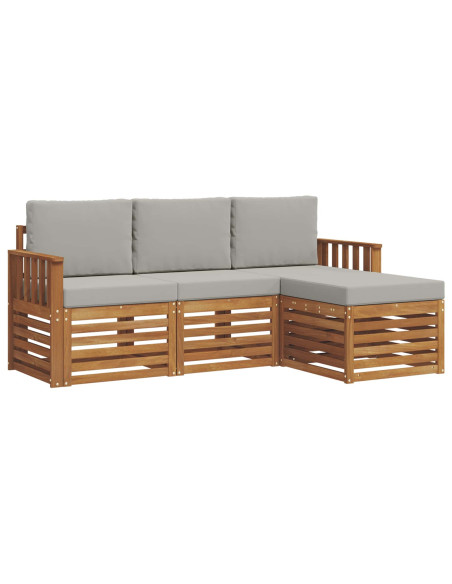 Set di divani da esterno 4 pcs Grigio Naturale e Chiaro