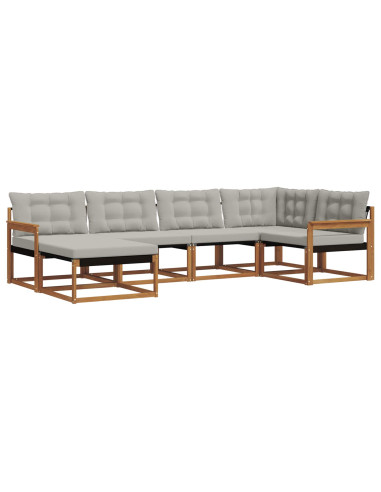Set di divani da esterno 6 pcs Grigio Naturale e Chiaro