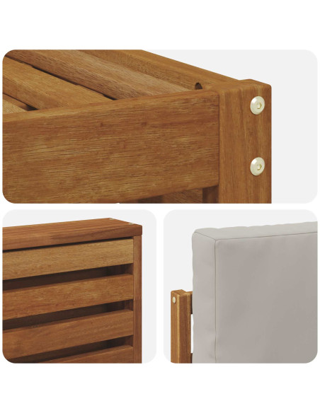 Set di divani da esterno 4 pcs Grigio Naturale e Chiaro