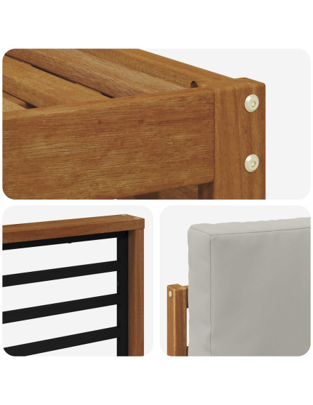 Set di divani da esterno 4 pcs Grigio Naturale e Chiaro