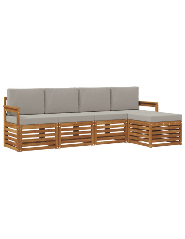 Set divani con cuscino 5 pcs Grigio Naturale e Chiaro