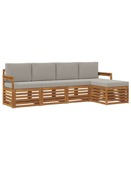 Set divani con cuscino 5 pcs Grigio Naturale e Chiaro