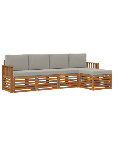 Set divani con cuscino 5 pcs Grigio Naturale e Chiaro