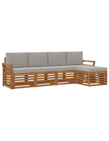 Set divani con cuscino 5 pcs Grigio Naturale e Chiaro