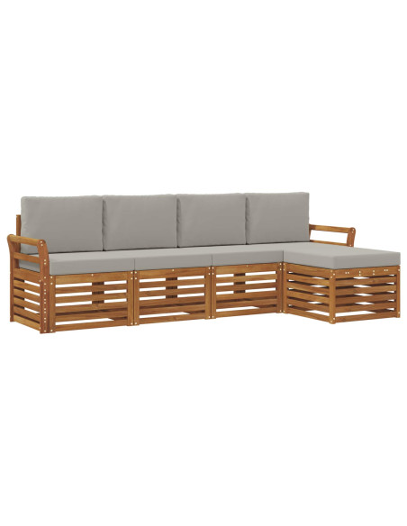 Set divani con cuscino 5 pcs Grigio Naturale e Chiaro