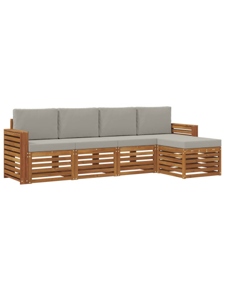 Set divani con cuscino 5 pcs Grigio Naturale e Chiaro
