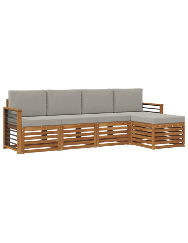 Set divani con cuscino 5 pcs Grigio Naturale e Chiaro