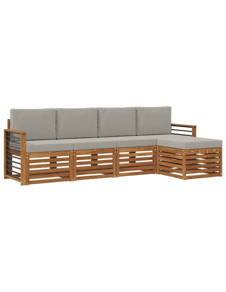 Set divani con cuscino 5 pcs Grigio Naturale e Chiaro