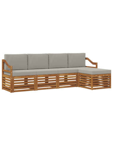 Set divani con cuscino 5 pcs Grigio Naturale e Chiaro