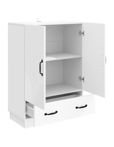 Credenza Bianco Lucido 66 x 34,5 x 92 cm Legno ingegnerizzato