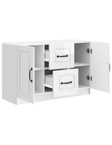 Credenza Bianco Lucido 89 x 34,5 x 57 cm Legno ingegnerizzato