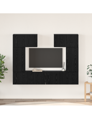 Set mobile TV 6 pcs Rovere Nero Legno multistrato