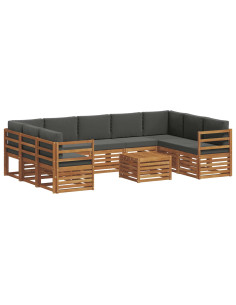 Set divani 10 pcs Naturale e Antracite Legno di Acacia Massello 2