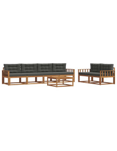 Set di divani da esterno con cuscino 7 pcs Naturale e Antracite 2