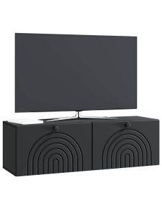 Mobile Porta TV da Muro Montaggio a parete Nero 98 x 31 x 30 cm 2