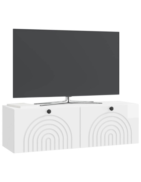 Mobile Porta TV da Muro Bianco Lucido 98 x 31 x 30 cm