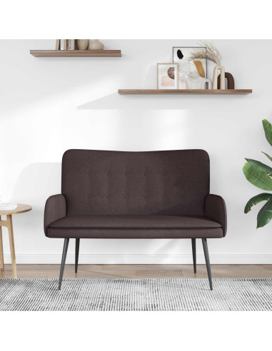 Divano a 2 Posti Marrone Scuro 115 x 61 x 87 cm Tessuto