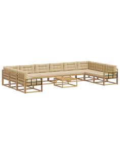 Set di divani da esterno con cuscino 11 pcs Bianco e Beige 2