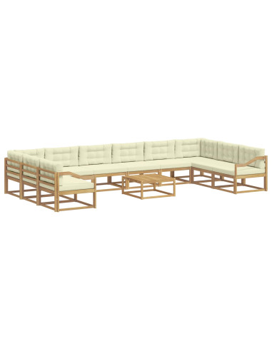 Set di divani da esterno con cuscino 11 pcs Bianco e Crema