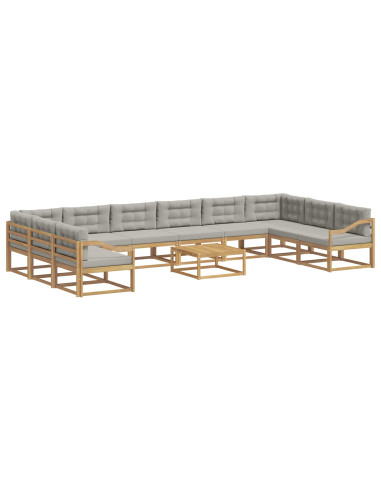 Set di divani da esterno 11 pcs Bianco e Grigio Chiaro