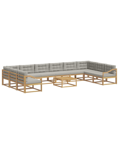 Set di divani da esterno 11 pcs Bianco e Grigio Chiaro