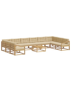 Set di divani da esterno con cuscino 11 pcs Bianco e Beige 2