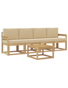 Set di divani da esterno con cuscino 5 pcs Bianco e Beige 2