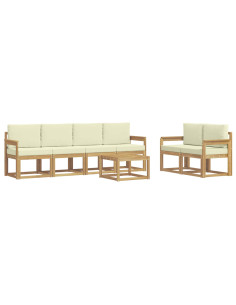 Set di divani da esterno con cuscino 7 pcs Bianco e Crema 2