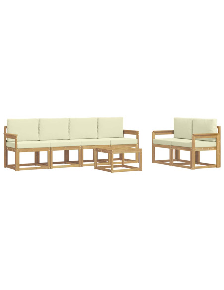 Set di divani da esterno con cuscino 7 pcs Bianco e Crema