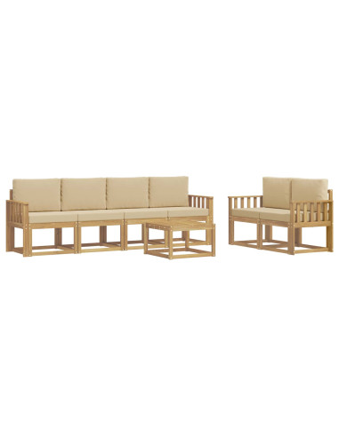 Set di divani da esterno con cuscino 7 pcs Bianco e Beige
