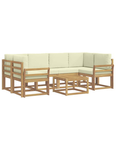 Set di divani da esterno con cuscino 7 pcs Bianco e Crema