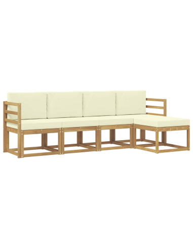 Set di divani da esterno con cuscino 5 pcs Bianco e Crema